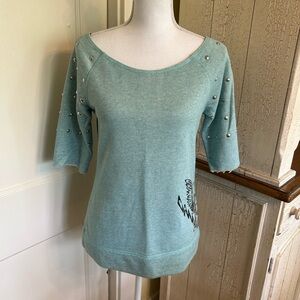 Harley-Davidson Women's Teal Sweatshirt with Studded Sleeves